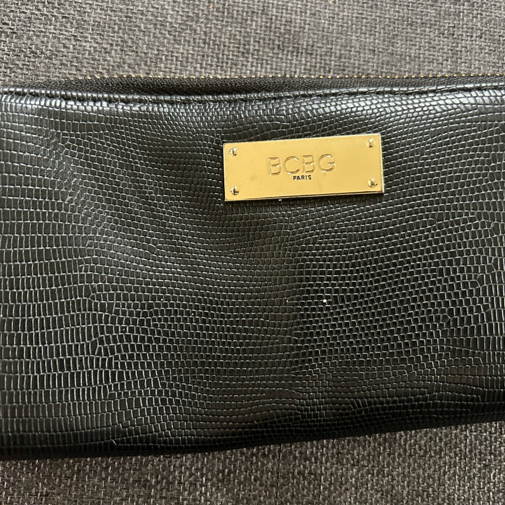 BCBG black leather wallet.